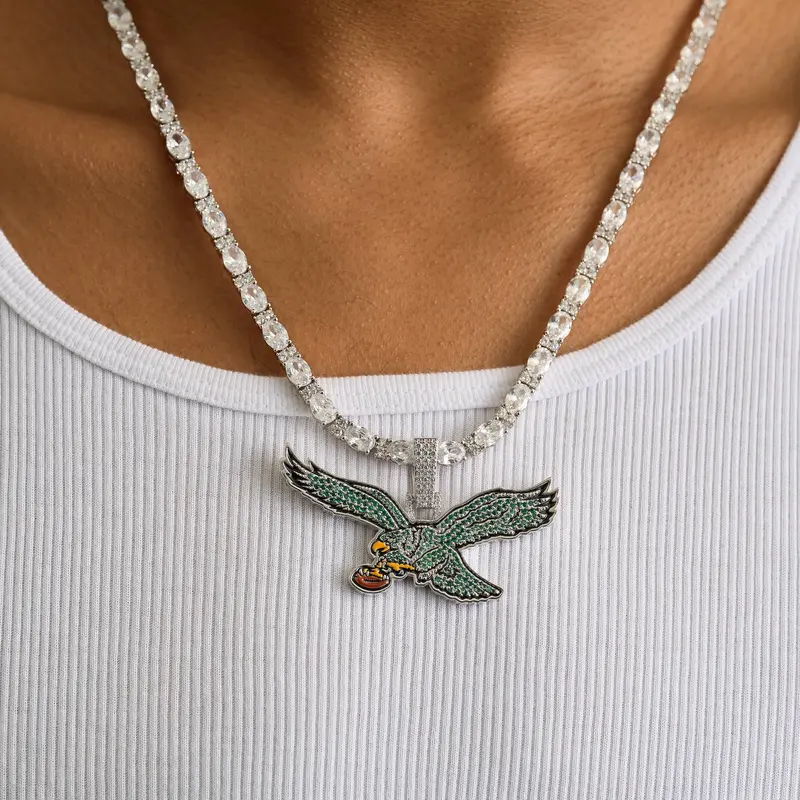 Philadelphia Eagles Vintage Logo Pendant In 14K White Gold – Nfl Licensed 1