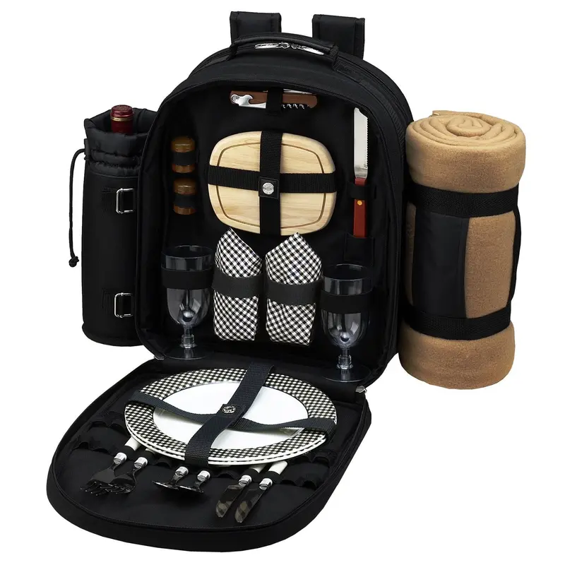 Picnic At Ascot Deluxe 2-Person Backpack Cooler – Includes Insulated Wine Holder, Blanket & Carry Straps 1
