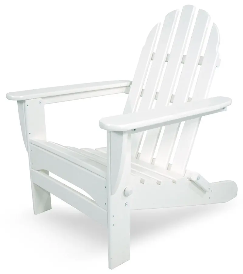Polywood Ad5030Wh Classic White Folding Adirondack Chair – All-Weather Hdpe Recycled Plastic Construction 1