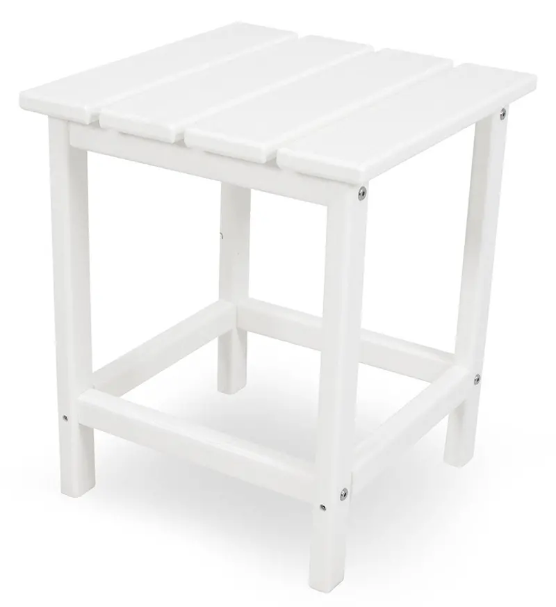 Polywood Long Island Side Table – 18-Inch Round, All-Weather White Hdpe 1