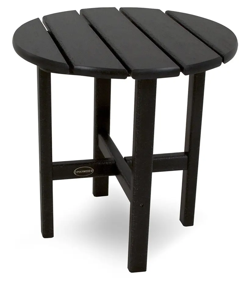 Polywood Rst18Bl Black Round Side Table – 18-Inch Durable Recycled Plastic Design 1