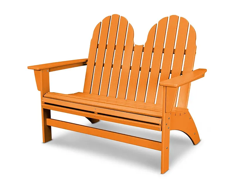 Polywood Vineyard Adirondack Bench In Tangerine – All-Weather Recycled Plastic 1