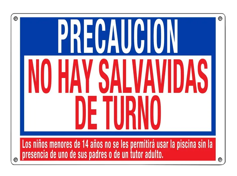 Poolmaster Spanish-Language 'No Lifeguard On Duty' Safety Sign – Durable Aluminum Warning Plaque For Residential Or Commercial Swimming Pools 1