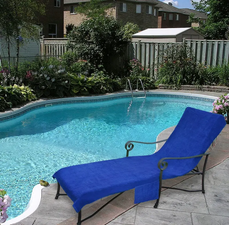 Poolside 1000G Chaise Lounge Cover – Blue Slip-On Design With Back Panel & Storage Pocket 1