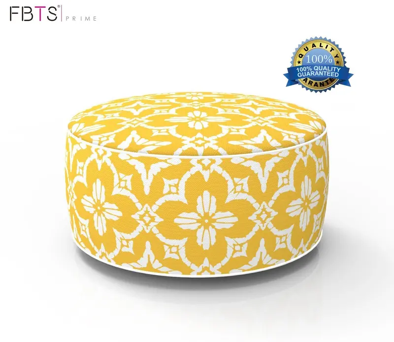Portable Inflatable Footstool In Yellow – Round Ottoman For Indoor/Outdoor Use, Yoga, Meditation, Patio, Or Camping By Fbts Prime 1