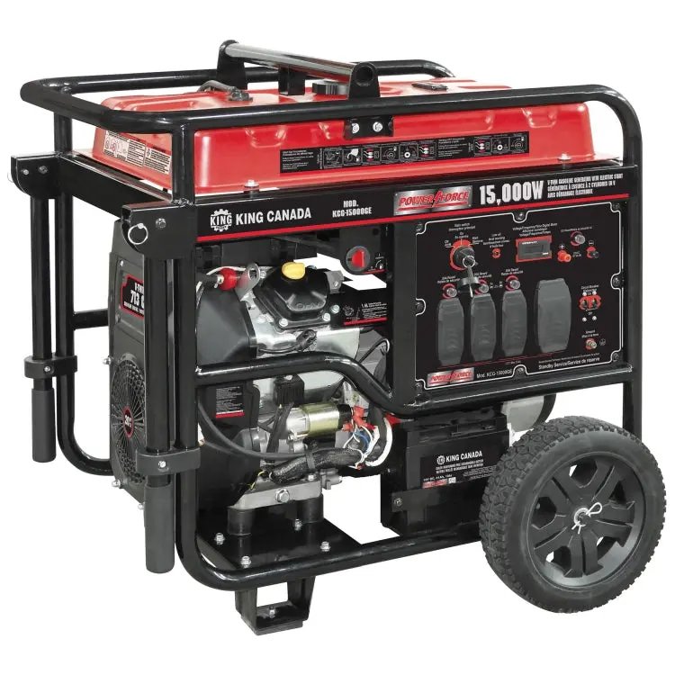 Power Force Kcg-15000Ge 15,000W V-Twin Gas Generator With Electric Start & Wheels 1