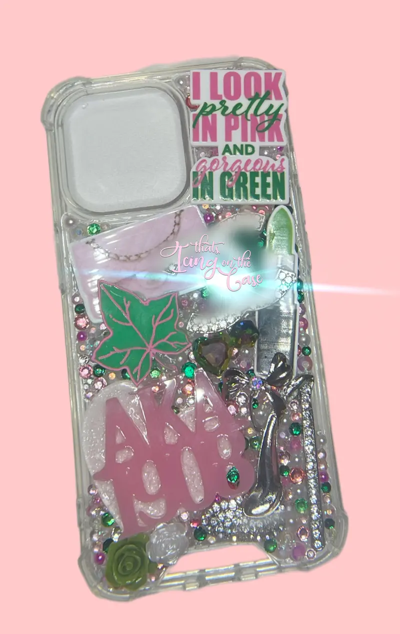 Pretty In Pink & Green Iphone 13 Pro Case – Bumper-Guarded Snap-On 1