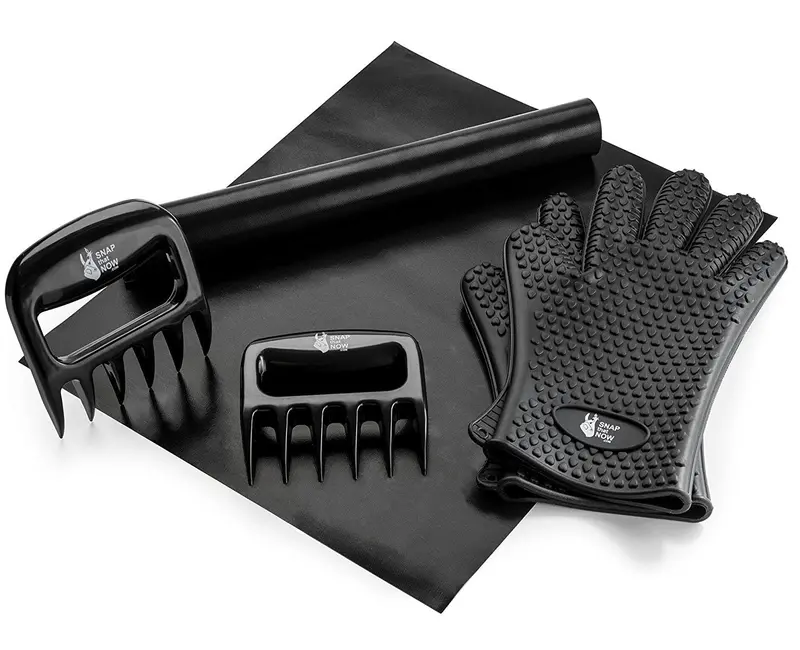 Professional Bbq Tool Kit: Heat-Resistant Gloves, Reusable Grilling Mats, And Dual Pork Shredder Claws 1