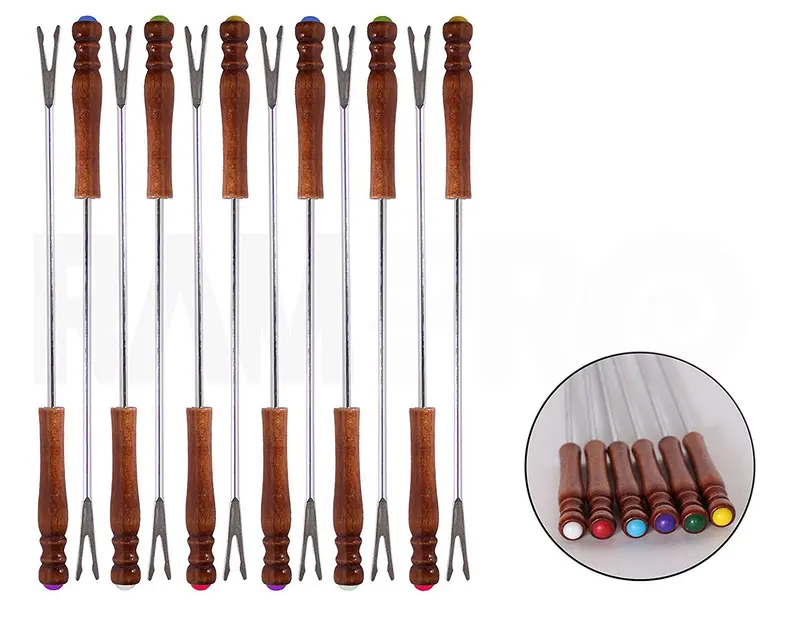 Ram-Pro Stainless Steel Fondue Fork Set – 12-Piece Color-Coded Skewers For Chocolate Fountains, Fruit, Marshmallows, Shrimp & Bbq 1