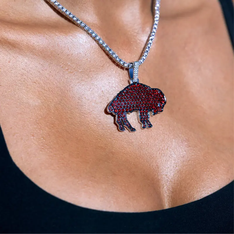 Retro Bills Logo Necklace In White Gold 1