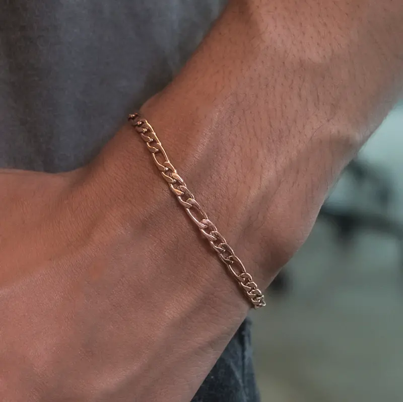 Rose Gold Figaro Bracelet – 4Mm Link 1