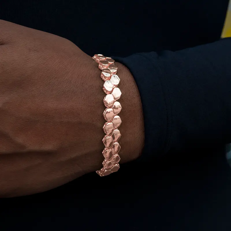 Rose Gold Flat Snake Link Bracelet – 4Mm Width, Flexible Fit 1