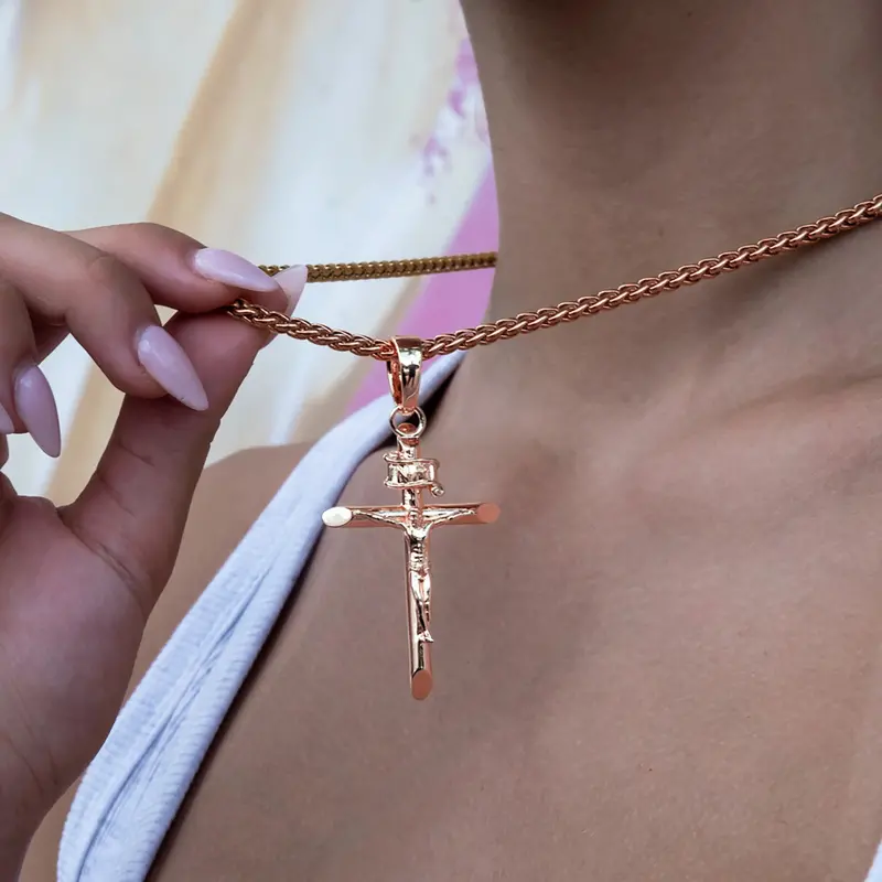 Rose Gold Large Crucifix Pendant 1