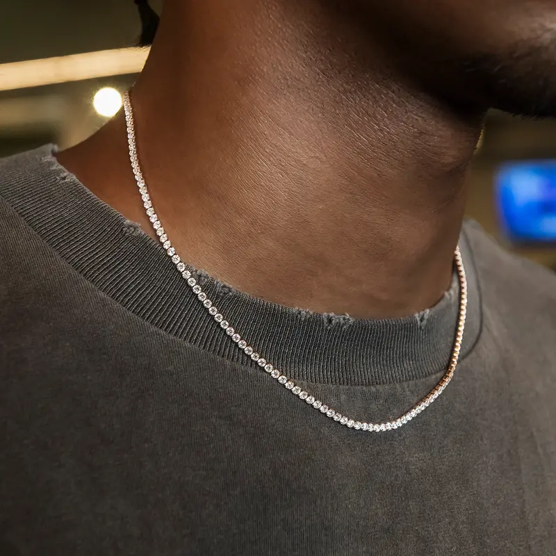 Rose Gold Micro Tennis Chain Necklace 1