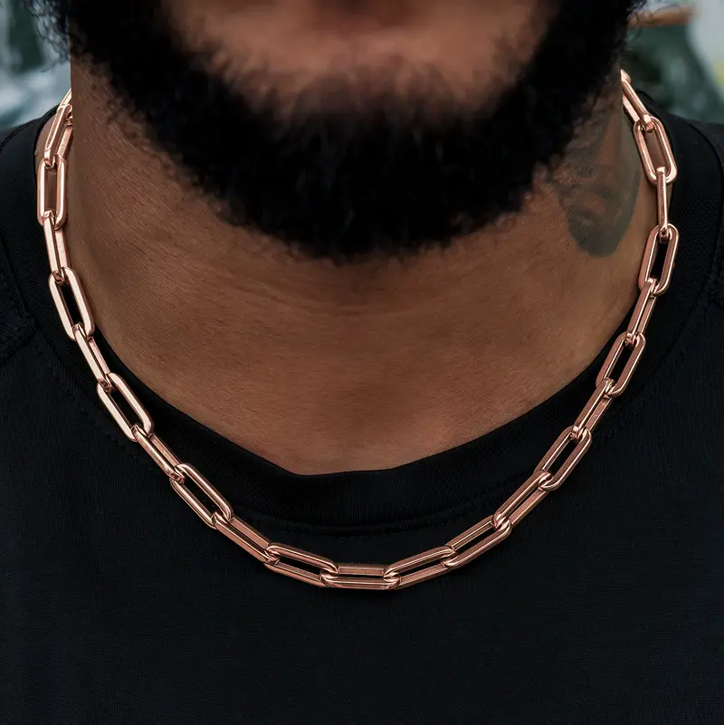 Rose Gold Paperclip Chain Necklace – 8Mm Width 1