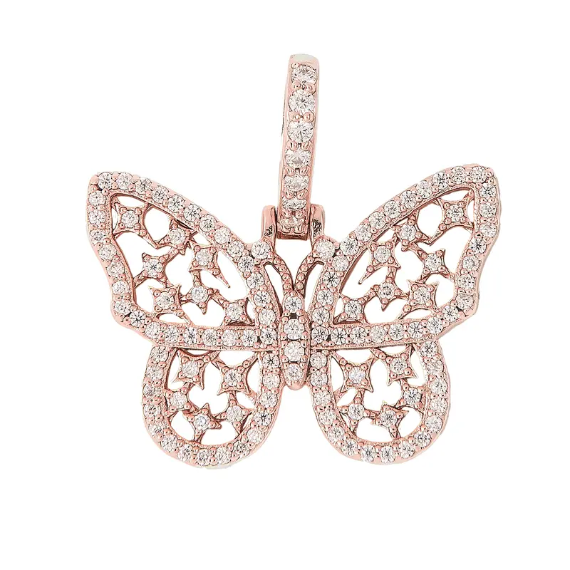 Rose Gold Vermeil Butterfly Pendant For Women With Moissanite Accent 1