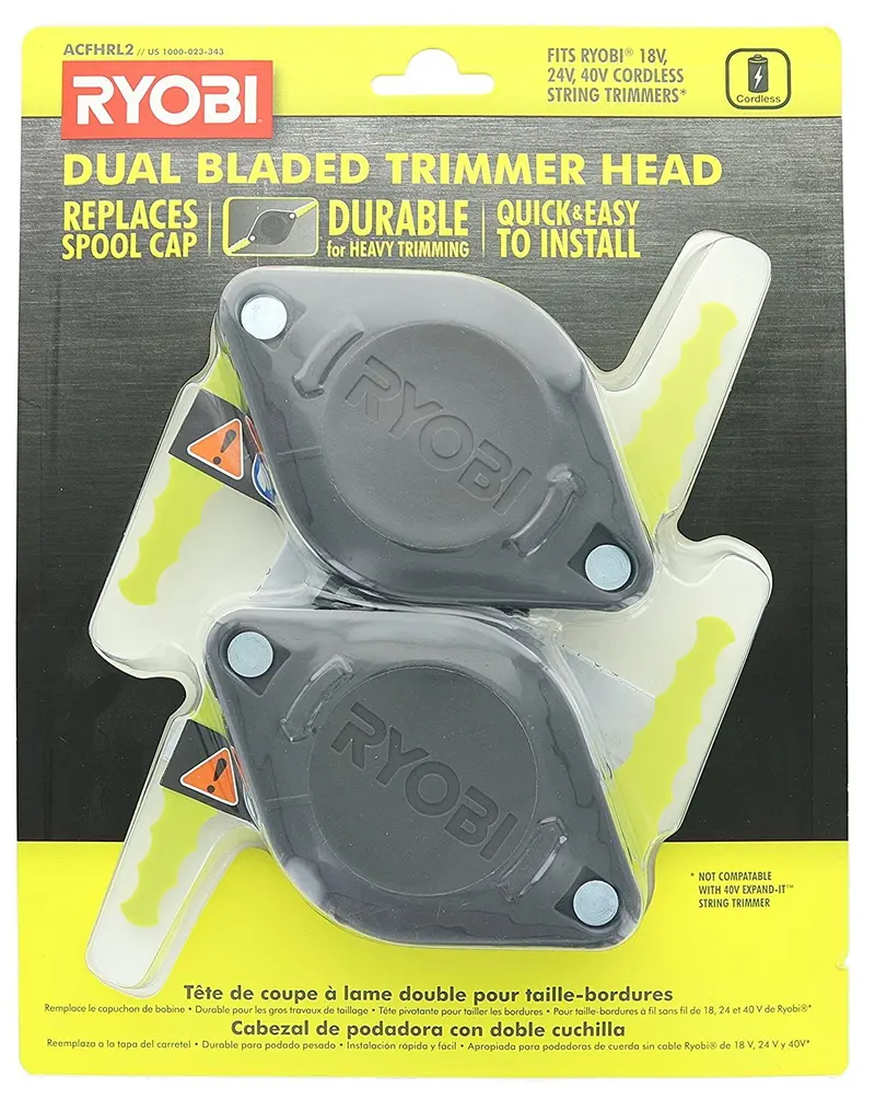 Ryobi Acfhrl2 Polycarbonate Dual-Blade Trimmer Head – 2-Pack For 18V/24V/40V Cordless Strimmers 1