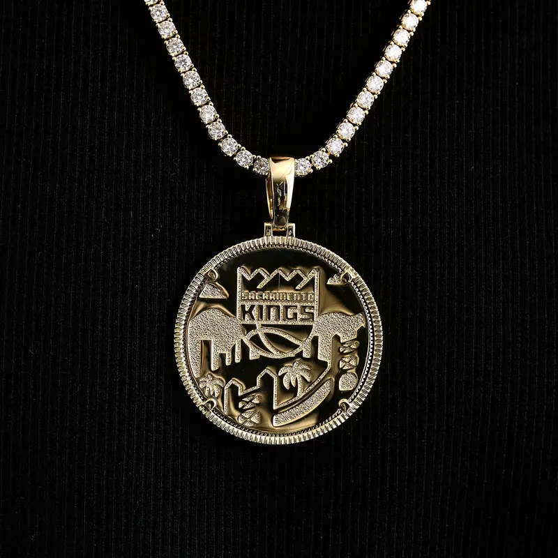 Sacramento Kings Team Coin Necklace In Yellow Gold – Officially Licensed 1