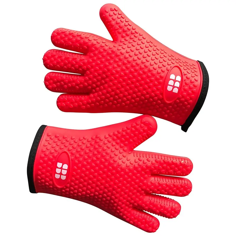 Sbdw Heat-Resistant Silicone Bbq Gloves – Insulated, Waterproof Oven Mitts For Grilling, Smoking & Fire Use (Red) 1