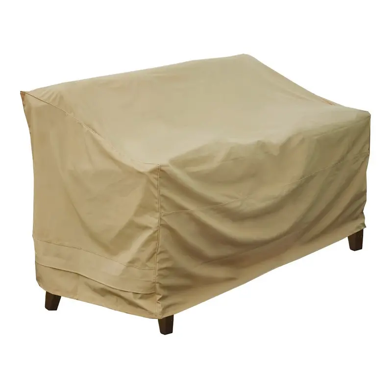 Seasons Sentry Love Seat Cover – Sand-Colored Weather-Resistant Bench Protector 1