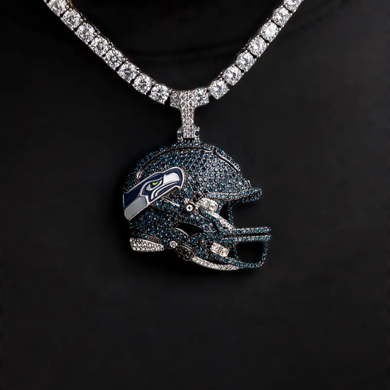 Seattle Seahawks 2025 Nfl Helmet Pendant In White Gold 1