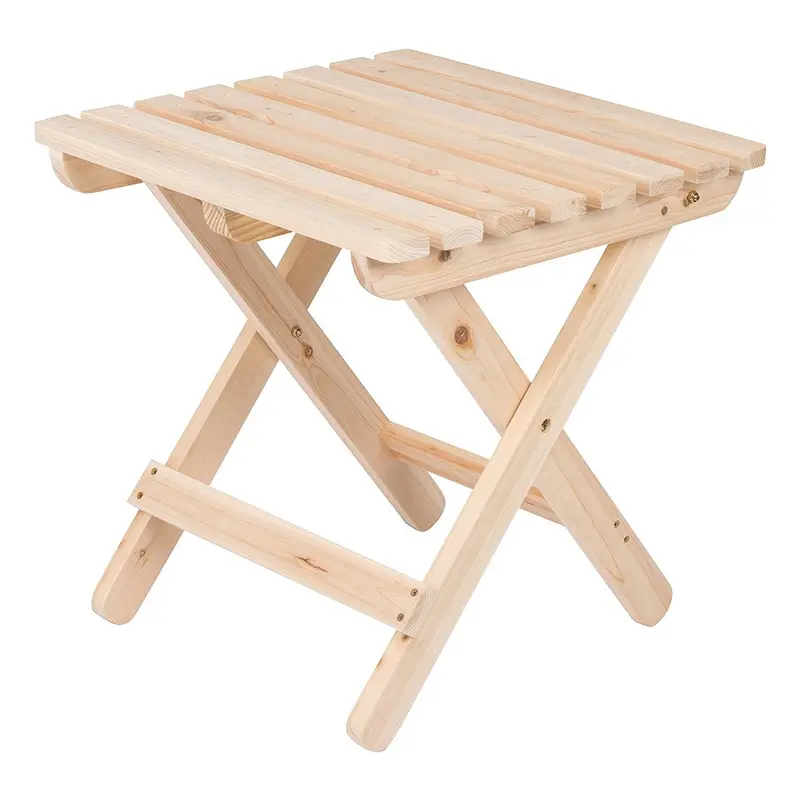 Shine Company Adirondack-Style Folding Square Table – Natural Wood Tone 1
