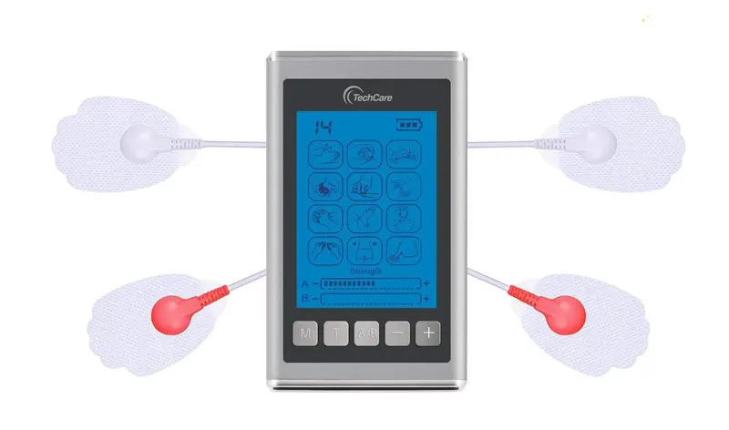 Silver-Finish Tens Muscle Stimulator – 12-Mode Ems Therapy Device For Whole-Body Pain Management 1