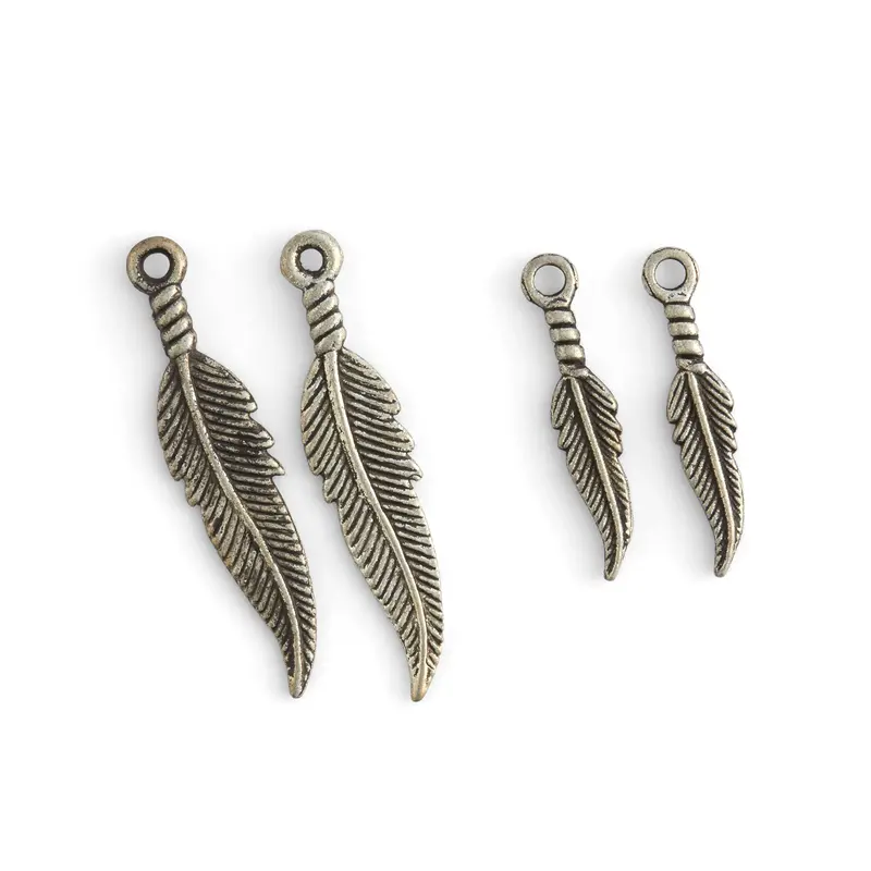 Silver-Plated Feather Charms – Pair 1