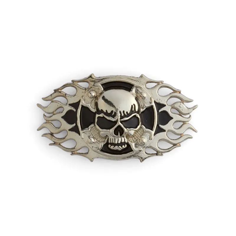Skull Cross Flame Cycle Concho For Bold Motorcycling Style 1