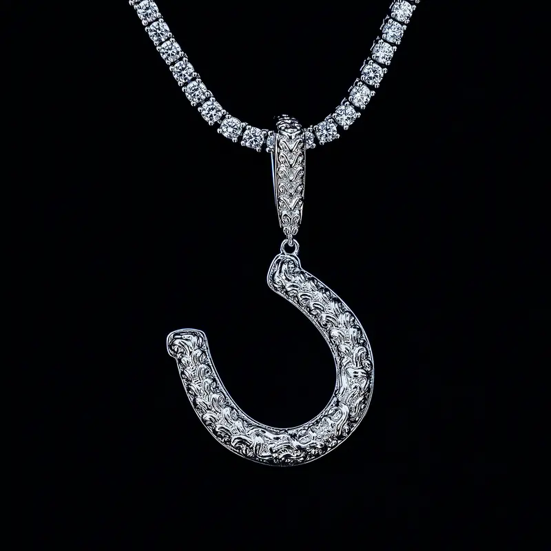 Sleek White Gold Horseshoe Pendant 1