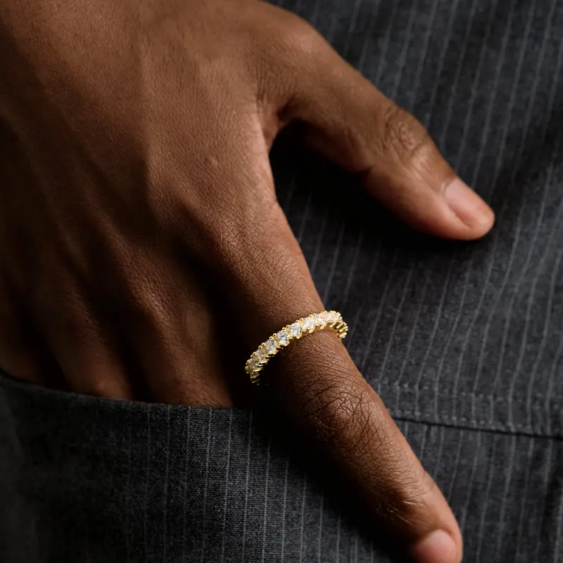 Slender Yellow Gold Vermeil Full-Eternity Ring 1