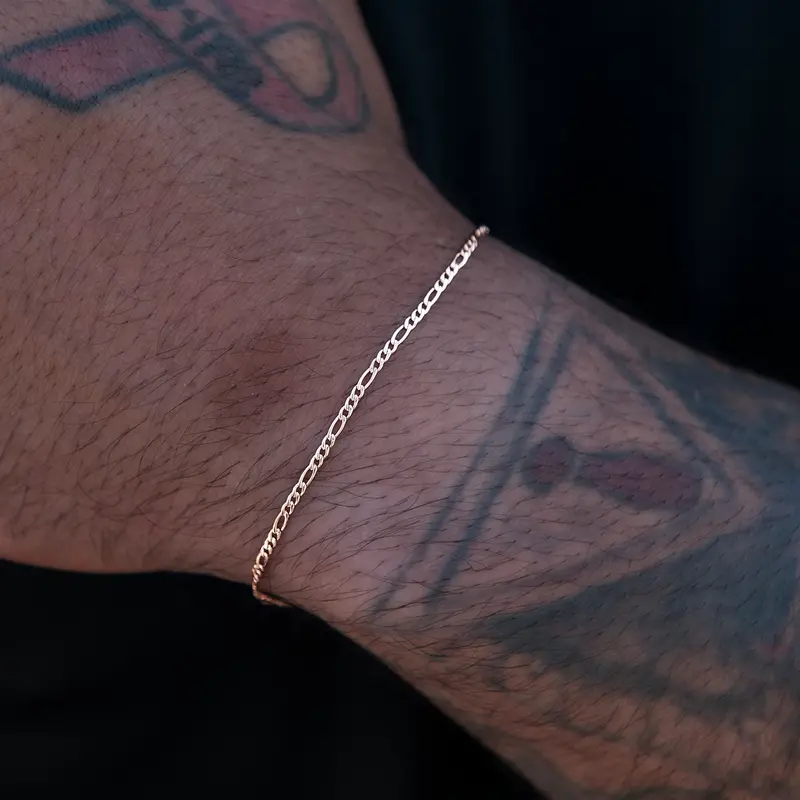 Slim 2Mm Figaro Bracelet In Rose Gold 1