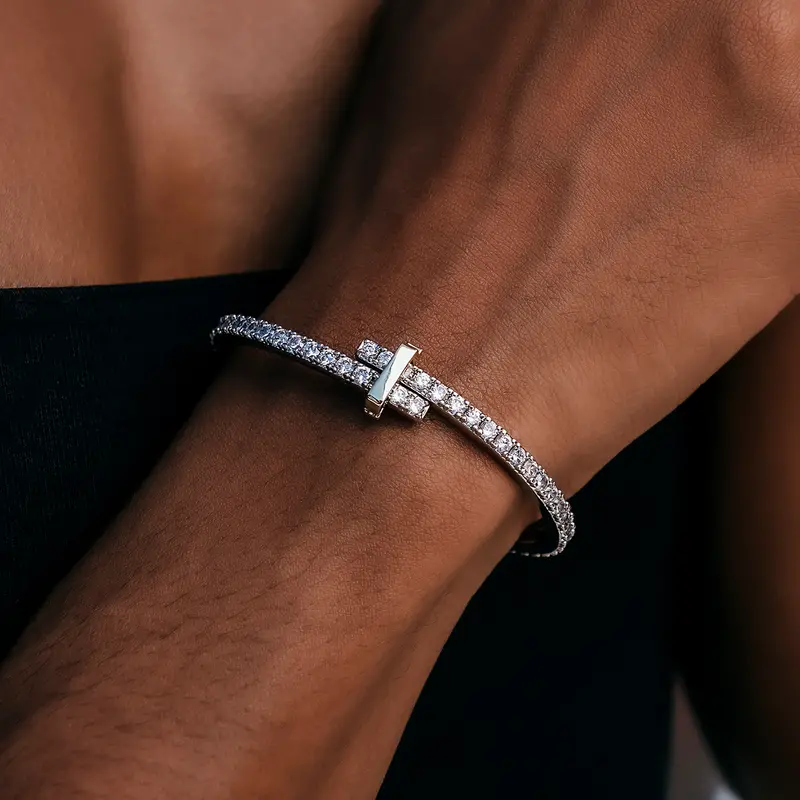Slim 3Mm Diamond Tennis Cuff For Women 1