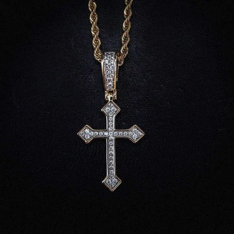 Solid Gold Iced Celtic Cross Pendant With Vs Diamonds 1