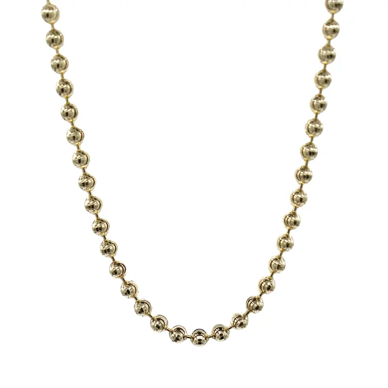Solid Yellow Gold Moon Cut Ball Chain Necklace – 4Mm 1