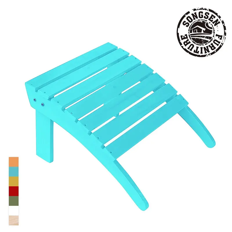 Songsen Turquoise Adirondack Ottoman – Outdoor Wood Patio & Garden Footrest For Adults 1