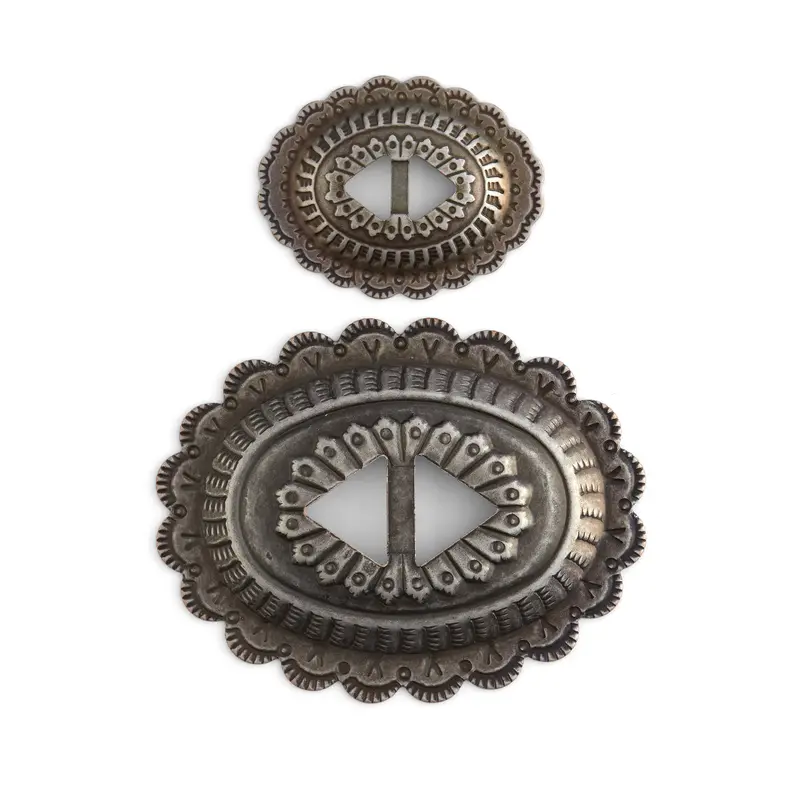 Sonora-Style Frosted Nickel Slotted Conchos – 6-Pack 1
