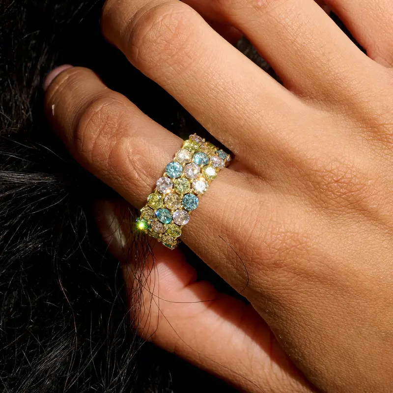 Stacked Multicolor Eternity Band In Yellow Gold Vermeil 1