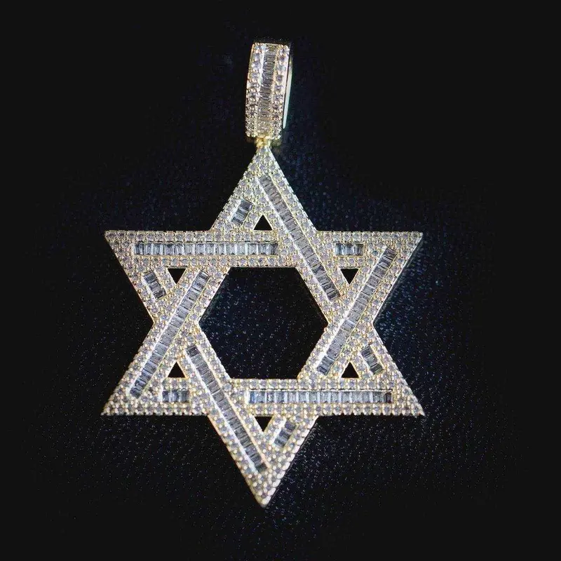Sterling Silver Star Of David Pendant With Yellow Gold Plating 1