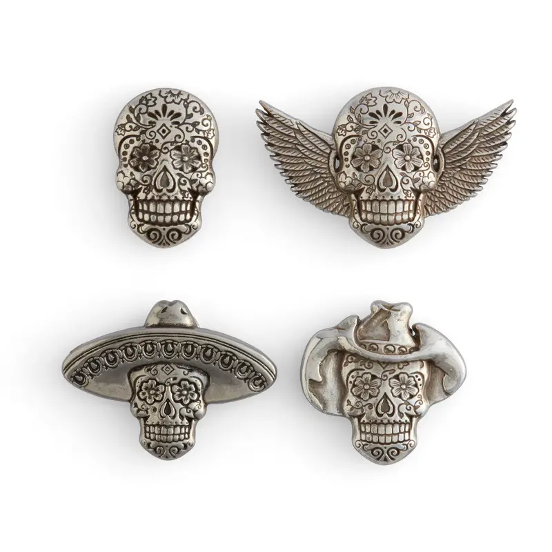 Sugar Skull-Themed Conchos For Festive And Artisan Leatherwork 1