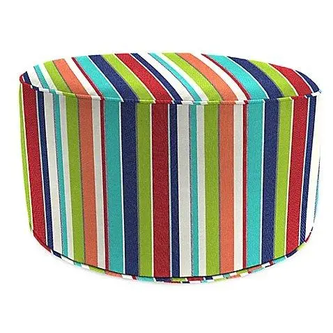 Sunbrella® Carousel Confetti Outdoor Round Pouf Ottoman – All-Weather Fabric Seating 1