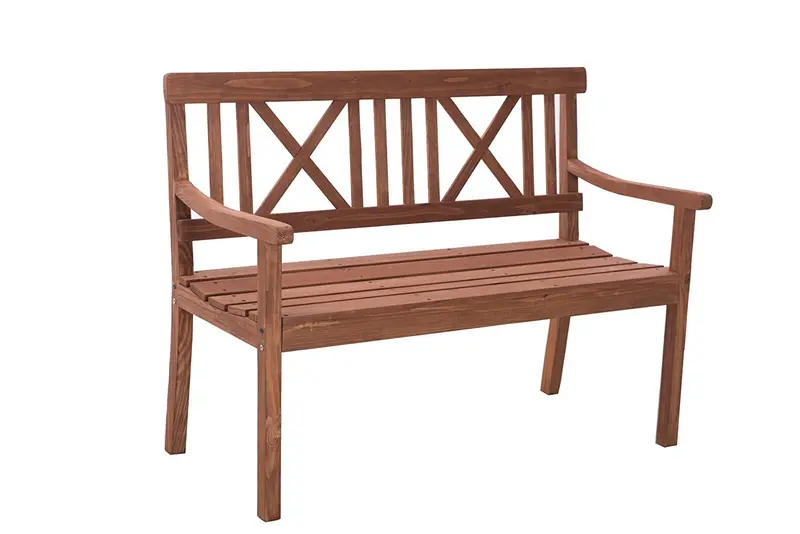 Sunjoy Newton Natural-Finish Wooden Garden Park Bench – Classic Patio Seating 1