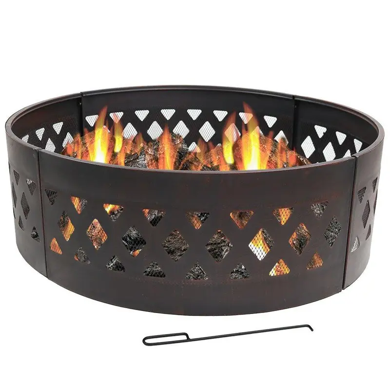 Sunnydaze 36-Inch Heavy-Duty Crossweave Steel Fire Ring – Rust-Resistant Campfire Pit Kit 1