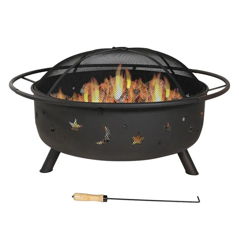 Sunnydaze 42-Inch Wood-Burning Fire Pit With Cosmic Design And Integrated Spark Screen 1
