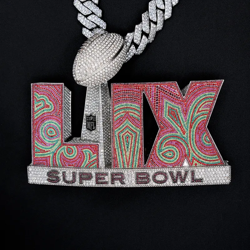 Super Bowl Lix Official Logo Pendant – White Gold Edition 1