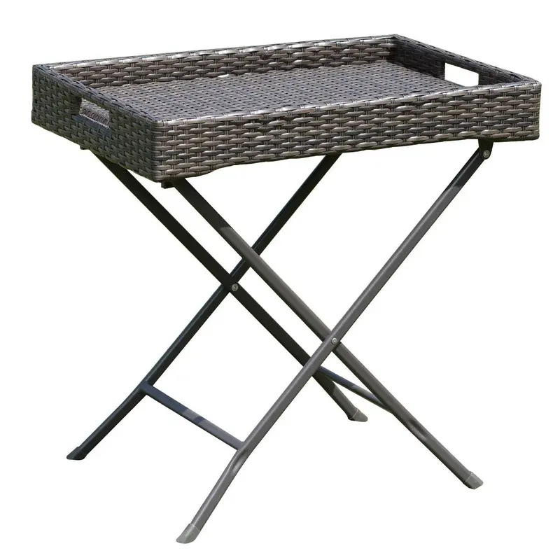 Tangkula Wicker Side Tray Table For Outdoor Patios And Rattan Sofas 1