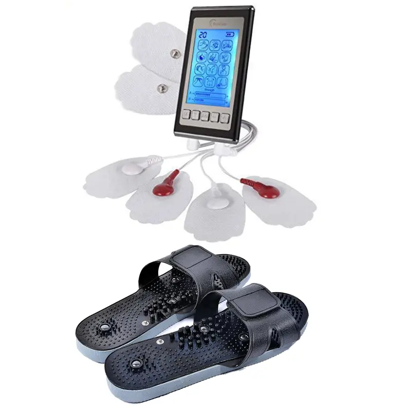 Techcare Elite 12-Mode Tens Device Paired With Therapeutic Foot Massager Slippers 1