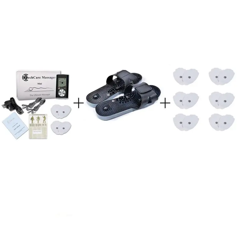 Techcare Mini Tens Massager With Reflexology Shoe And 6 Electrode Pads 1