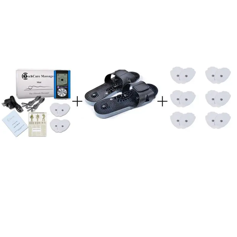 Techcare Mini Tens Massager With Snap-On Reflexology Shoe And 6 Electrode Pads 1