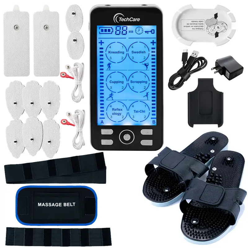 Techcare Plus 24-Mode Tens Unit With Support Belt And Reflexology Footwear 1